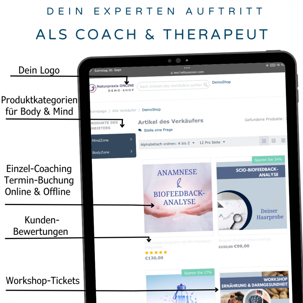 Online Shop speziell für Coaches oder Therapeuten