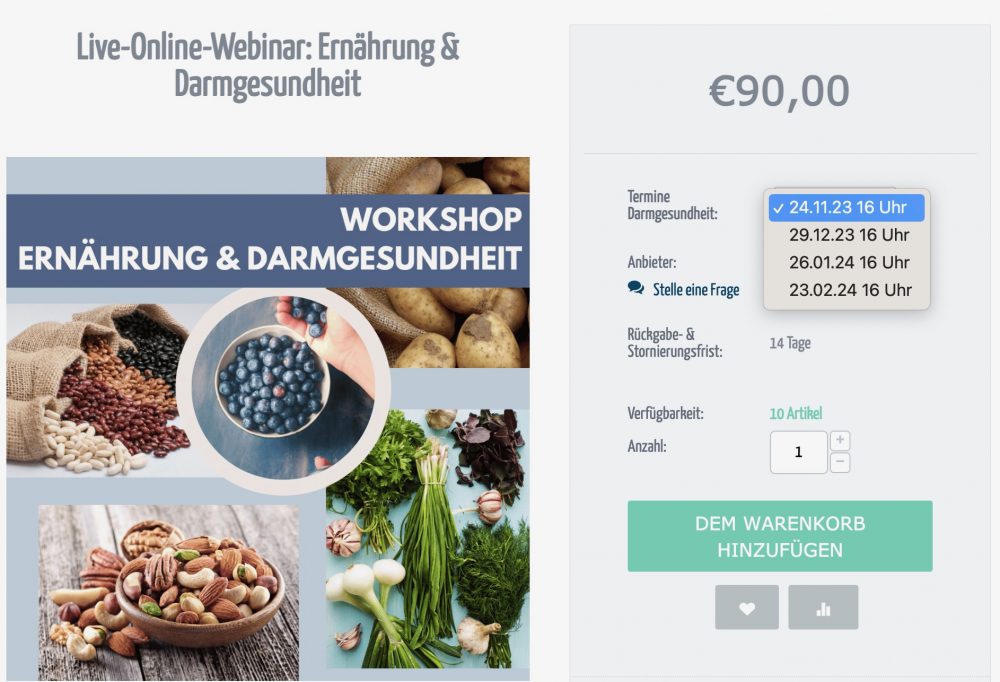 Workshop-Tickets mit Terminauswahl einfach verkaufen auf hellopassion.com